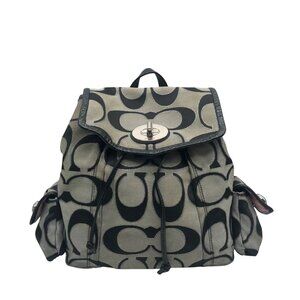 Coach Black Poppy Signature Sateen Lurex Backpack